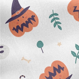 Cute Pumpkin Skull Jersey Backed Fleece