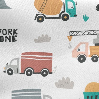 Construction Vehicles Jersey Backed Fleece