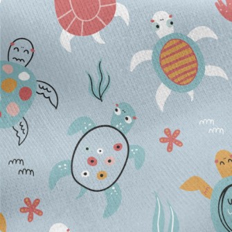Hand Drawn Turtles Of Differen Jersey Backed Fleece