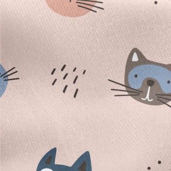 Doodle Cute Cat Jersey Backed Fleece