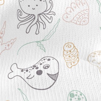 Hand Drawn Cute Marine Life Stretch Jersey