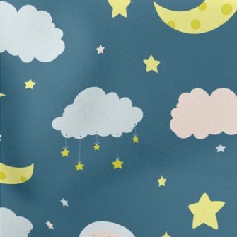 NightMoonRainbowStars Lightweight Cotton Poplin