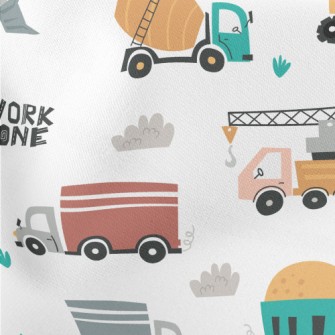 Construction Vehicles Lightweight Cotton Poplin