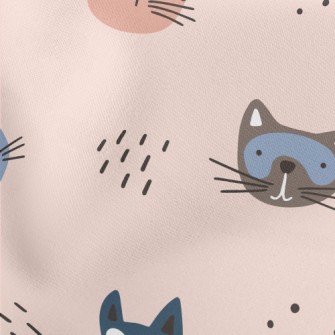 Doodle Cute Cat Lightweight Cotton Poplin