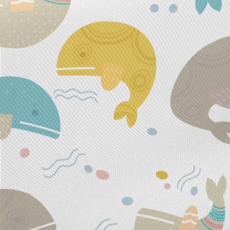 Color Block Unique Style Whale Midweight Cotton Poplin
