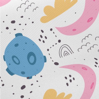 Colorful Cartoon Planets Midweight Cotton Poplin