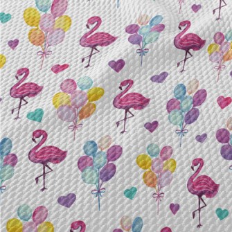 Watercolor Flamingo Balloon Birdseye Piqué
