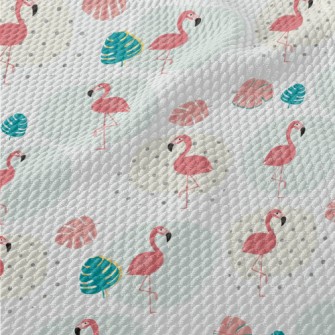 Flamingo Standing On One Leg Birdseye Piqué