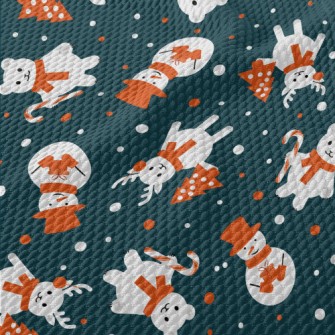 Red And White Christmas Charac Birdseye Piqué