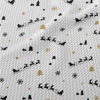 Reindeer And Santa Claus Birdseye Piqué