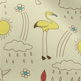 Line Doodle Birds Chiffon
