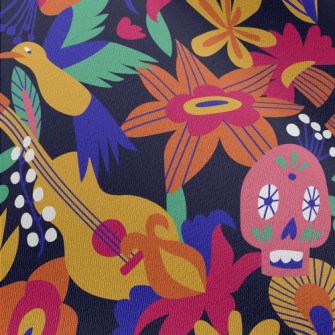 Weird Skull Bird Guitar Chiffon