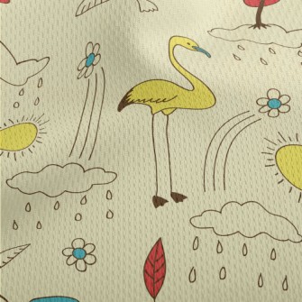 Line Doodle Birds Athletic Mesh Flat Back