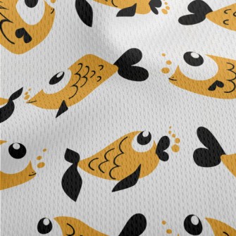 Super Cute Big Eye Goldfish Athletic Mesh Flat Back