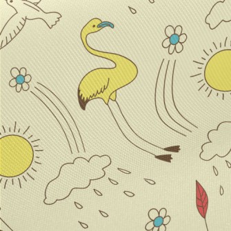 Line Doodle Birds Twill
