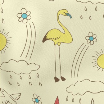 Line Doodle Birds Stretch Ponte