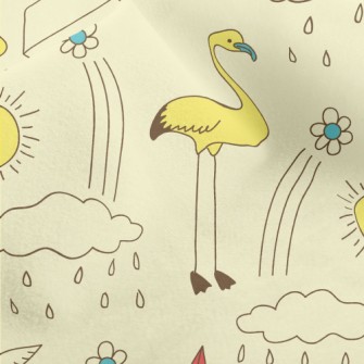Line Doodle Birds Micro Fleece