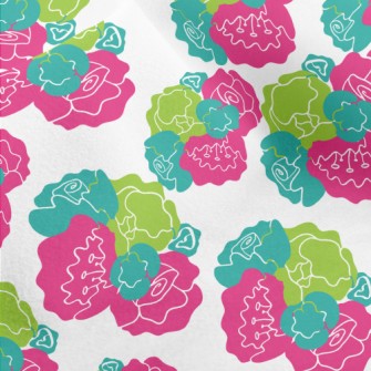 Stitching Color Block Flowers Micro Fleece