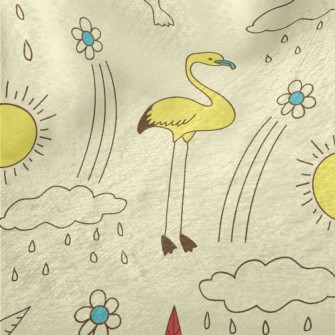 Line Doodle Birds Minky