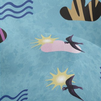 Art Illustration Bird Lightweight Performance Linen