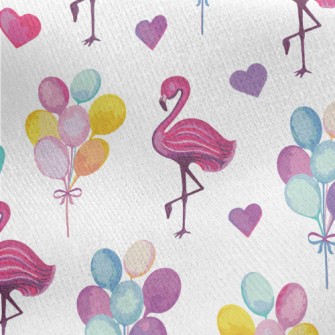Watercolor Flamingo Balloon Jersey Backed Fleece