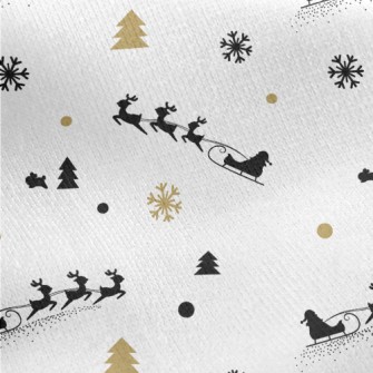 Reindeer And Santa Claus Jersey Backed Fleece