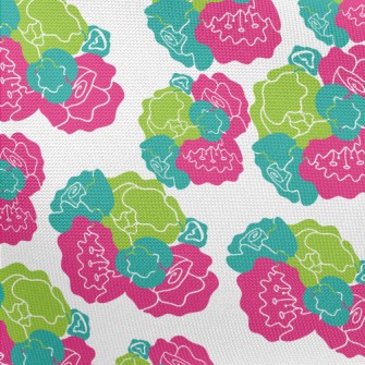 Stitching Color Block Flowers Pongee