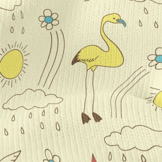 Line Doodle Birds Stretch Jersey
