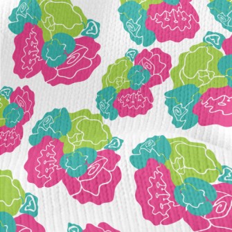 Stitching Color Block Flowers Stretch Jersey