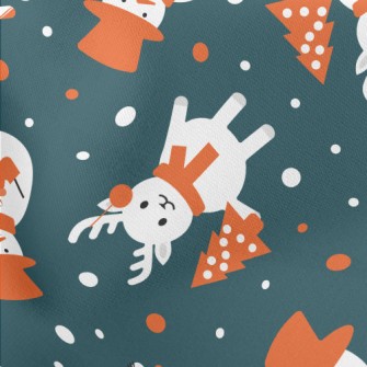 Red And White Christmas Charac Lightweight Cotton Poplin