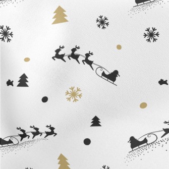 Reindeer And Santa Claus Lightweight Cotton Poplin