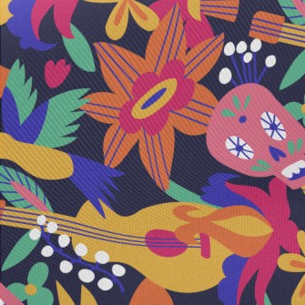 Weird Skull Bird Guitar Midweight Cotton Poplin