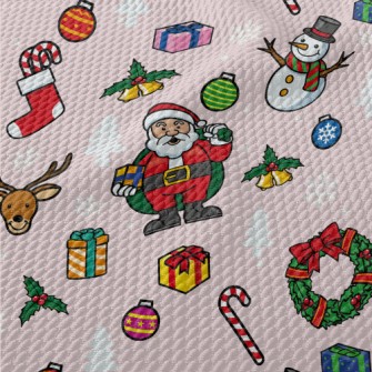 Santa Claus Reindeer Snowman Birdseye Piqué