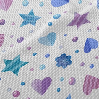 Cute Watercolor Love Hearts An Birdseye Piqué