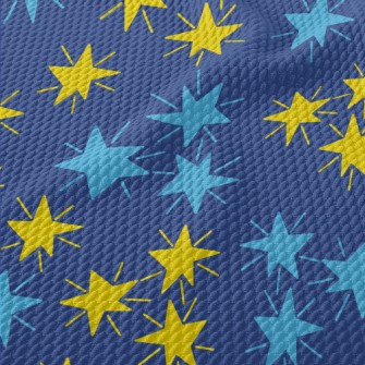 Radiating Hand Drawn Stars Birdseye Piqué