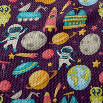 Space Astronaut Rocket Birdseye Piqué