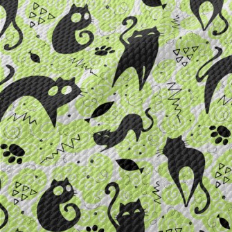 Fluorescent Playful Cat Birdseye Piqué
