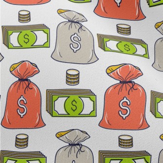 Dollar Banknotes And Coins Chiffon