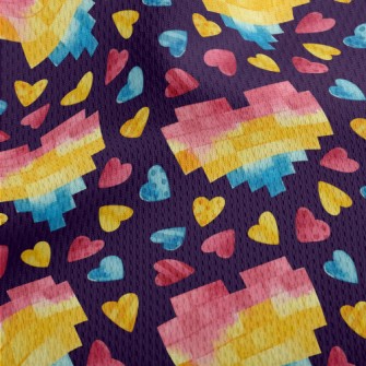 Watercolor Mosaic Heart Athletic Mesh Flat Back