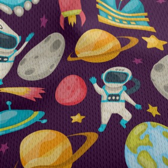 Space Astronaut Rocket Athletic Mesh Flat Back