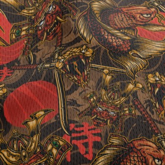 Fierce Japanese Samurai Athletic Mesh Flat Back