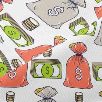 Dollar Banknotes And Coins Piqué