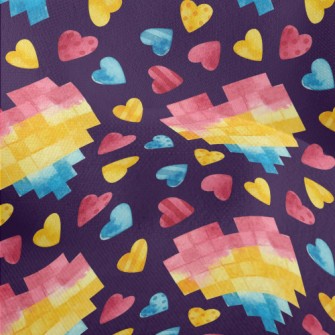Watercolor Mosaic Heart Lightweight Performance Linen