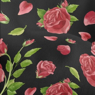 Bright Rose Flowers Lightweight Performance Linen