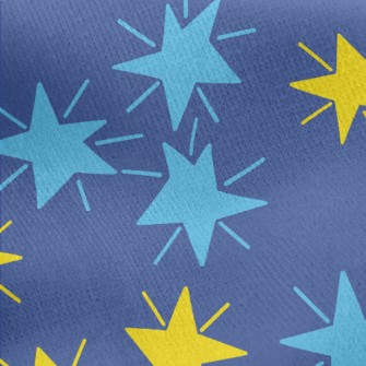 Radiating Hand Drawn Stars Jersey Backed Fleece