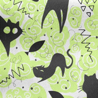 Fluorescent Playful Cat Jersey Backed Fleece