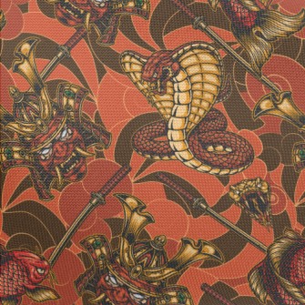 Koi Snake Warrior Pongee