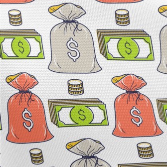 Dollar Banknotes And Coins Pongee