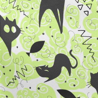 Fluorescent Playful Cat Pongee