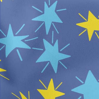 Radiating Hand Drawn Stars Lightweight Cotton Poplin